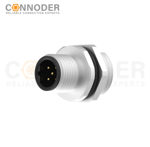 M12 5 Pin B Male Aviation Panel Mount Connector,Welded Plate Front Mounting (Rear Lock) Connector