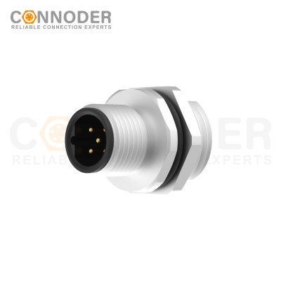 M12 5 Pin B Male Aviation Panel Mount Connector,Welded Plate Front Mounting (Rear Lock) Connector