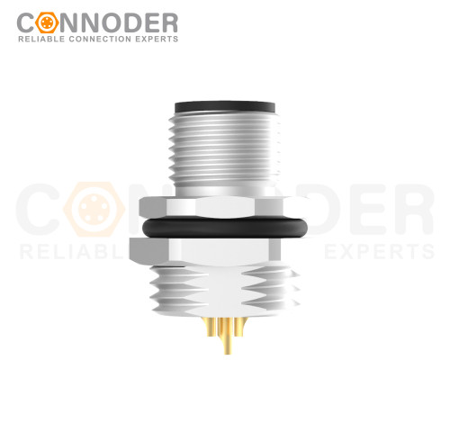 M12 5 Pin B Male Aviation Panel Mount Connector,Welded Plate Front Mounting (Rear Lock) Connector