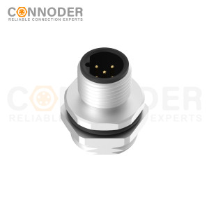M12 5 Pin B Male Aviation Panel Mount Connector,Welded Plate Front Mounting (Rear Lock) Connector
