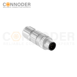 M12 Male Straight Circular Connector-Metal Assembled,Field Wireable,Solder Connection,B code,Shielded