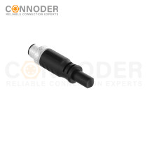 M12 B code Male Cable Connector-Straight Overmolded Cable,UL, PUR, black,Solder Connection