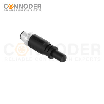 M12 B code Male Cable Connector-Straight Overmolded Cable,UL, PUR, black,Solder Connection