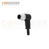 M12 B code Male Cable Connector-Right Angle Overmolded Cable,UL, PUR, black,Solder Connection