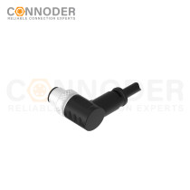 M12 B code Male Cable Connector-Right Angle Overmolded Cable,UL, PUR, black,Solder Connection
