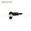 M12 B code Male Cable Connector-Right Angle Overmolded Cable,UL, PUR, black,Solder Connection