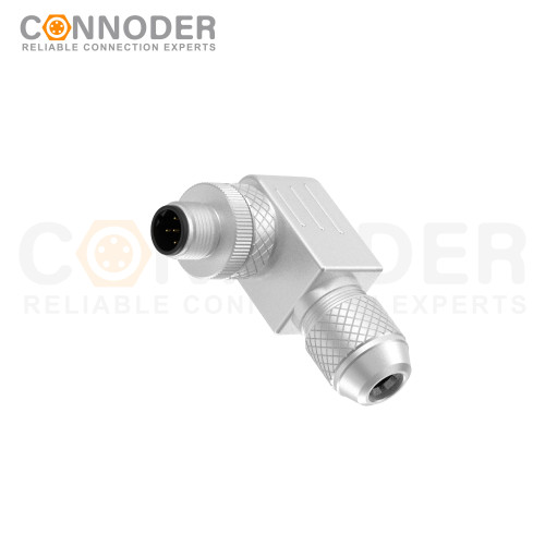 M12 B code Male Angle Circular Connector-Metal Assembled,Field Wireable,Screw Connection,Shielded,PG9