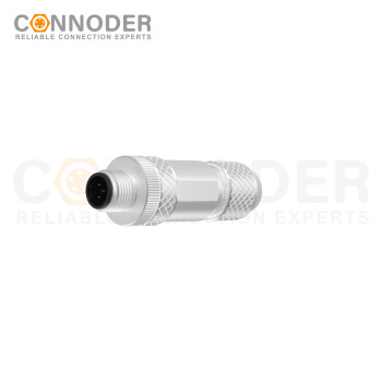 M12 B Code Male Straight Circular Connector-Metal Assembled,Field Wireable,Screw Connection,Shielded,PG9