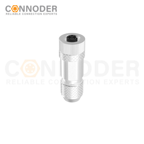 M12 B Code Female Straight Circular Connector-Metal Assembled,Field Wireable,Screw Connection,Shielded,PG9
