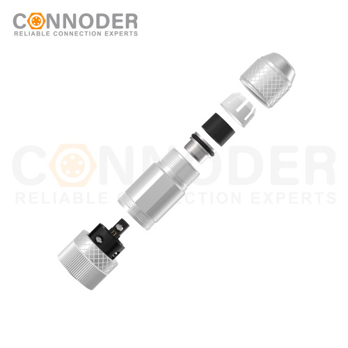 M12 B Code Female Straight Circular Connector-Metal Assembled,Field Wireable,Screw Connection,Shielded,PG9