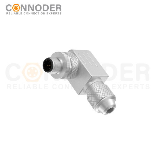 M12 B code Male Angle Circular Connector-Metal Assembled,Field Wireable,Screw Connection,Shielded,PG7