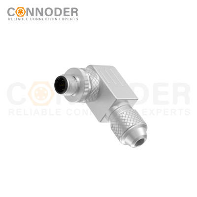 M12 B code Male Angle Circular Connector-Metal Assembled,Field Wireable,Screw Connection,Shielded,PG7