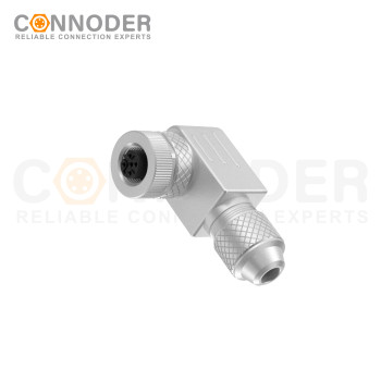M12 B code Female Angle Circular Connector-Metal Assembled,Field Wireable,Screw Connection,Shielded,PG7