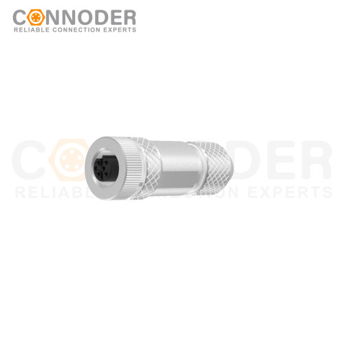 M12 B code Female Straight Circular Connector-Metal Assembled,Field Wireable,Screw Connection,Shielded,PG7