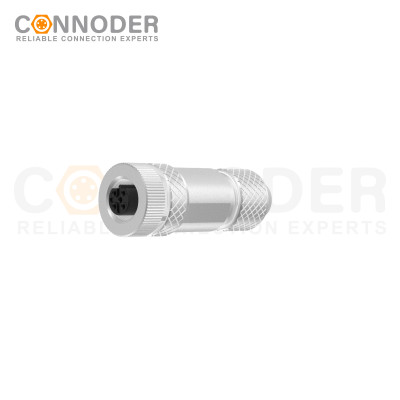 M12 B code Female Straight Circular Connector-Metal Assembled,Field Wireable,Screw Connection,Shielded,PG7