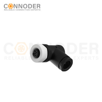 M12 B code Female Angle Circular Connector-Field Wireable Mount,Screw Connection,PG9