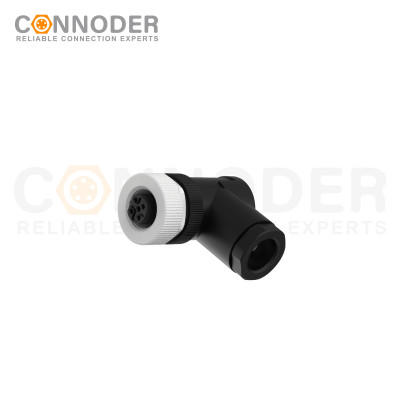 M12 B code Female Angle Circular Connector-Field Wireable Mount,Screw Connection,PG9