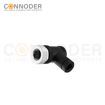 M12 B Coded Female Angle Circular Connector-Field Wireable Mount,Screw Connection,PG7