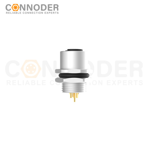 M12 B Coded Female Circular Connector-Panel Mount,Solder Connection,M12x1.0, Rear Fastened