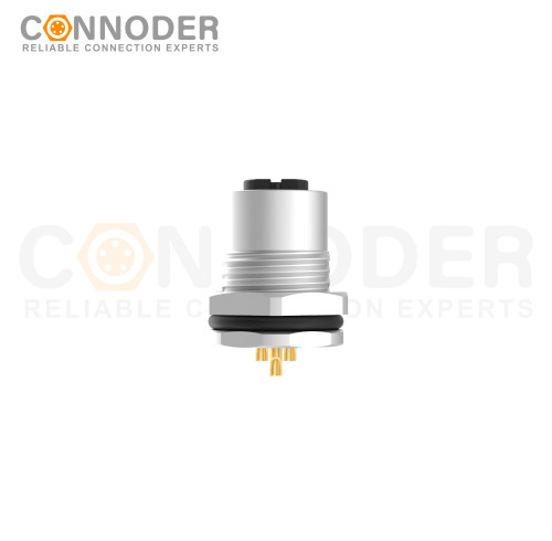 M12 B code Female Circular Connector-Panel Mount,Solder Connection,M16x1.5, Front Fastened