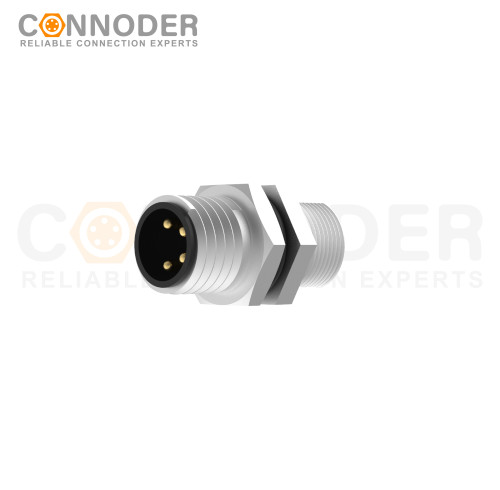 M8 Male Circular Connector-Panel Mount,Solder Connection,A code,M8*0.5, Rear Fastened