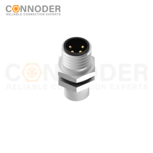 M8 Male Circular Connector-Panel Mount,Solder Connection,A code,M8*0.5, Rear Fastened
