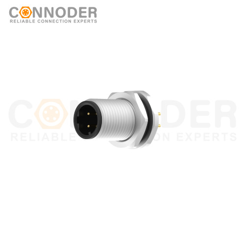 Wholesale M12 D Coded 4 Pin Front Fastened Panel Mount Circular Connector For Pcb, M12 X 1.0, Straight