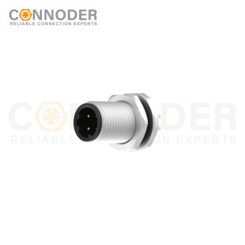 Wholesale M12 D Coded 4 Pin Front Fastened Panel Mount Circular Connector For Pcb, M12 X 1.0, Straight