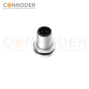 Wholesale M12 D Coded 4 Pin Front Fastened Panel Mount Circular Connector For Pcb, M12 X 1.0, Straight