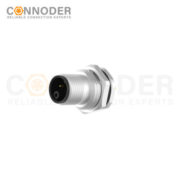 M12 Male 4+PE Circular Connector-Panel Mount,Solder Connection,K code,M16x1.5, Front Fastened,Factory