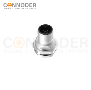 M12 Male 4+PE Circular Connector-Panel Mount,Solder Connection,K code,M16x1.5, Front Fastened,Factory