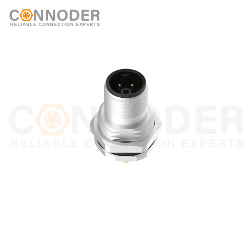 M12 Male 4+PE Circular Connector-Panel Mount,Solder Connection,K code,M16x1.5, Front Fastened,Factory
