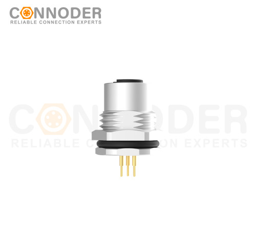 Wholesale M12 B Circular Connector l 5 Pin Panel Mount,PCB Dip-solder Connection,M16x1.5, Front Fastened