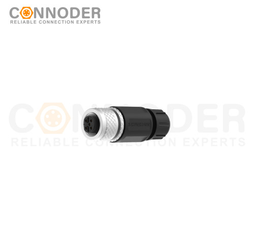 M12 B code Female Circular Connector-Field Wireable,Straight Plastic Assembled,Solder Connection,batch