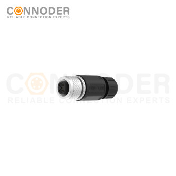M12 B code Female Circular Connector-Field Wireable,Straight Plastic Assembled,Solder Connection,batch