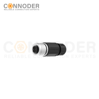 M12 B code Female Circular Connector-Field Wireable,Straight Plastic Assembled,Solder Connection,batch