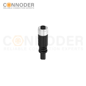 M12 B code Female Cable Connector-Straight Overmolded Cable,UL, PUR, black,Solder Connection,Custom