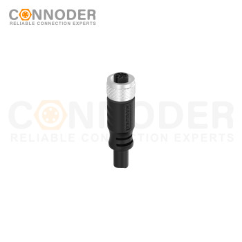 M12 B code Female Cable Connector-Straight Overmolded Cable,UL, PUR, black,Solder Connection,Custom
