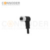 M12 B code Female Cable Connector-Right Angle Overmolded Cable,UL, PUR, black,Solder Connection,Custom