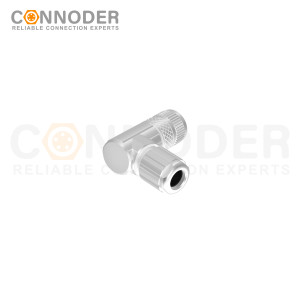 M12 B code Female Right Angle Circular Connector-Metal Assembled,Field Wireable,Solder Connection,Shielded