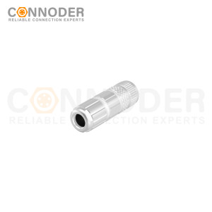 M12 B code Female Straight Circular Connector-Metal Assembled,Field Wireable,Solder Connection,Shielded