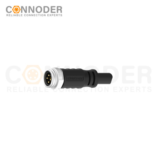 7/8" Male Connecting Cables-Straight Overmolded Cable,UL, PUR, black,Solder Connection,A code,
