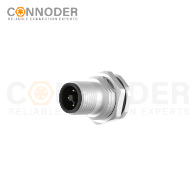 M12 T code Circular Connector-Panel Mount,Solder Connection,T code,Male,M16x1.5, Front Fastened,Factory