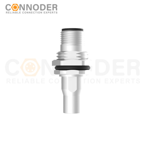 M12 D Code Male Circular Connector-Panel Mount,Solder Connection,M16x1.5, Front Fastened,Shielded