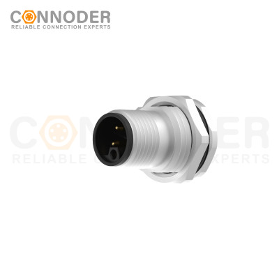 Wholesale M12 L Code Sensor connector,4+FE,Male,Aviation Panel Back Mount Flange Socket Sensor Connector
