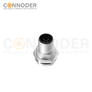 Wholesale M12 L Code Sensor connector,4+FE,Male,Aviation Panel Back Mount Flange Socket Sensor Connector