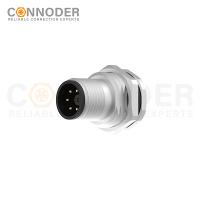 M12 M Code Circular Connector Panel Mount,Solder Connection,Sensor connector,M16x1.5, Front Fastened,Factory