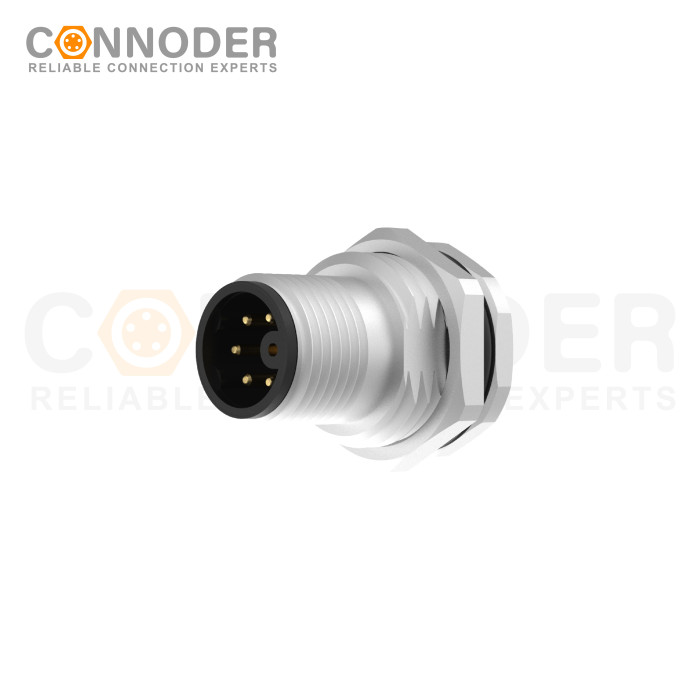 M12 M Code Circular Connector Panel Mount,Solder Connection,Sensor connector,M16x1.5, Front Fastened,Factory