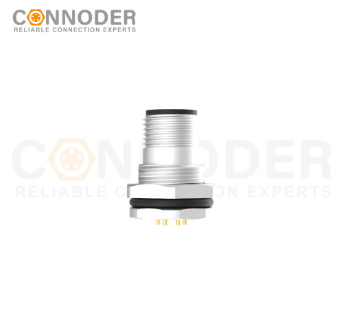 M12 M Code Circular Connector Panel Mount,Solder Connection,Sensor connector,M16x1.5, Front Fastened,Factory