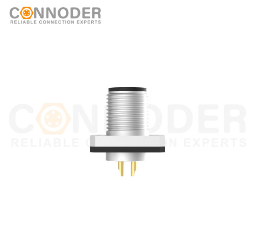 M12 D Coded Male Circular Connector-Panel Mount,Solder Square Flange,14x14